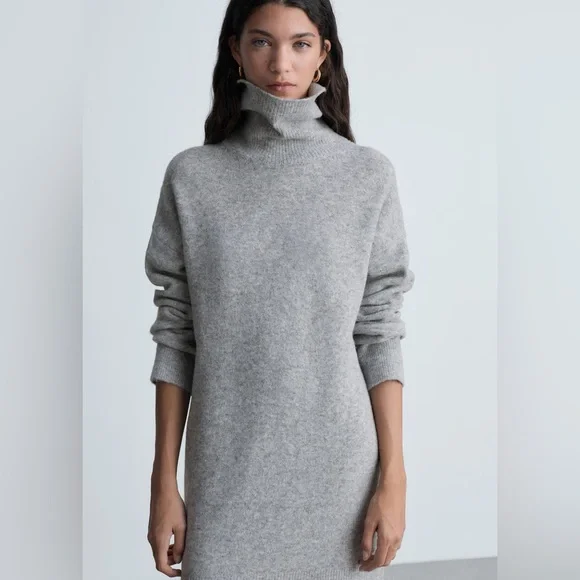 Mango Grey Turtleneck Dress NWT - Picture 1 of 5